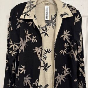 Cherokee Black and Cream Floral Jacket Vintage Black Flowers And Reversible M